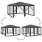 vidaXL - Partytent - met - 8 - mesh - zijwanden - 4x4 - m - HDPE - antracietkleurig