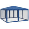 vidaXL - Partytent - met - 8 - mesh - zijwanden - 4x4 - m - HDPE - blauw