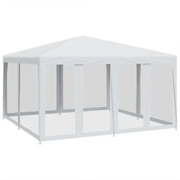 vidaXL - Partytent - met - 8 - mesh - zijwanden - 4x4 - m - HDPE - wit