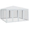 vidaXL - Partytent - met - 8 - mesh - zijwanden - 4x4 - m - HDPE - wit