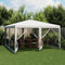 vidaXL - Partytent - met - 8 - mesh - zijwanden - 4x4 - m - HDPE - wit