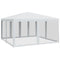 vidaXL - Partytent - met - 8 - mesh - zijwanden - 4x4 - m - HDPE - wit