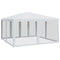 vidaXL - Partytent - met - 8 - mesh - zijwanden - 4x4 - m - HDPE - wit