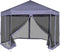 vidaXL - Partytent - met - zijwanden - pop-up - zeshoekig - 3,6x3,1 - m - donkerblauw