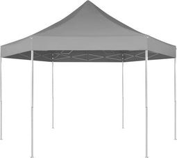 vidaXL - Partytent - pop-up - zeshoekig - inklapbaar - 3,6x3,1 - m - grijs