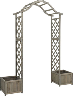 vidaXL - Pergola - met - plantenbak - massief - vurenhout - grijs