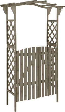 vidaXL - Pergola - met - poort - 116x40x204 - cm - massief - vurenhout - grijs
