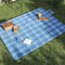 vidaXL - Picknickkleed - opvouwbaar - geruit - 200x150 - cm - fluweel - blauw