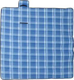 vidaXL - Picknickkleed - opvouwbaar - geruit - 200x200 - cm - fluweel - blauw