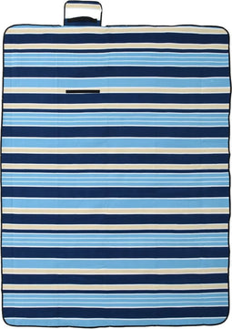 vidaXL - Picknickkleed - opvouwbaar - gestreept - 200x150 - cm - fluweel - blauw - wit