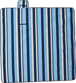 vidaXL - Picknickkleed - opvouwbaar - gestreept - 200x200 - cm - fluweel - blauw - wit