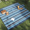 vidaXL - Picknickkleed - opvouwbaar - gestreept - 200x200 - cm - fluweel - blauw - wit