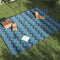 vidaXL - Picknickkleed - opvouwbaar - golven - 200x150 - cm - fluweel - blauw