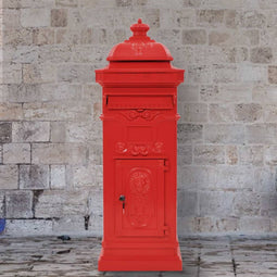 vidaXL - Pilaar - brievenbus - vintage - stijl - roestbestendig - aluminium - rood