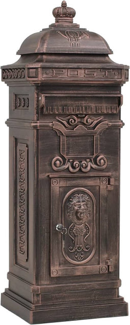 vidaXL - Pilaar - brievenbus - vintage - stijl - roestbestendig - aluminium - brons