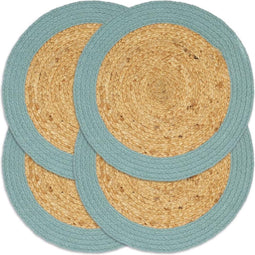 vidaXL - Placemats - 4 - st - 38 - cm - jute - en - katoen - natuurlijk - en - groen
