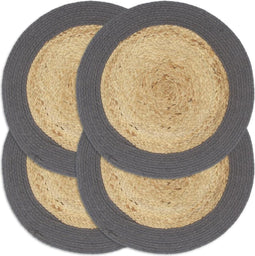 vidaXL - Placemats - 4 - st - 38 - cm - jute - en - katoen - natuurlijk - en - antraciet
