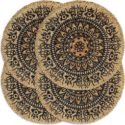 vidaXL - Placemats - 4 - st - rond - 38 - cm - jute - donkerblauw