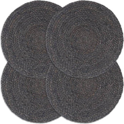 vidaXL - Placemats - 4 - st - rond - 38 - cm - jute - donkergrijs