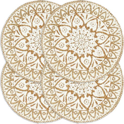 vidaXL - Placemats - 4 - st - rond - 38 - cm - jute - wit