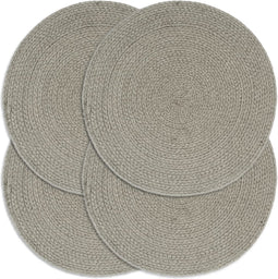 vidaXL - Placemats - 4 - st - rond - 38 - cm - katoen - effen - grijs