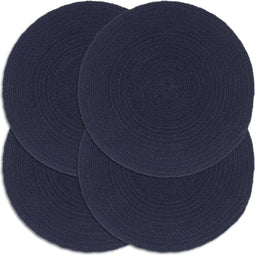 vidaXL - Placemats - 4 - st - rond - 38 - cm - katoen - effen - marineblauw