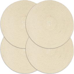 vidaXL-Placemats-4-st-rond-38-cm-katoen-natuurlijk