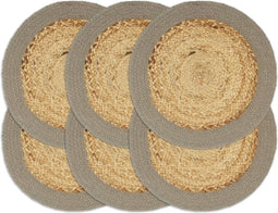 vidaXL - Placemats - 6 - st - 38 - cm - jute - en - katoen - natuurlijk - en - grijs