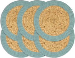 vidaXL - Placemats - 6 - st - 38 - cm - jute - en - katoen - natuurlijk - en - groen