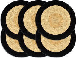 vidaXL - Placemats - 6 - st - 38 - cm - jute - en - katoen - natuurlijk - en - zwart