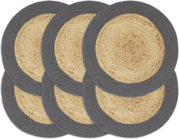 vidaXL - Placemats - 6 - st - 38 - cm - jute - en - katoen - natuurlijk - en - antraciet