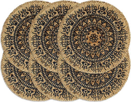 vidaXL - Placemats - 6 - st - rond - 38 - cm - jute - donkerblauw