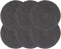 vidaXL - Placemats - 6 - st - rond - 38 - cm - jute - donkergrijs