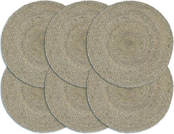 vidaXL - Placemats - 6 - st - rond - 38 - cm - jute - effen - grijs