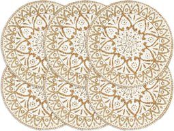 vidaXL - Placemats - 6 - st - rond - 38 - cm - jute - wit