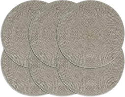 vidaXL - Placemats - 6 - st - rond - 38 - cm - katoen - effen - grijs