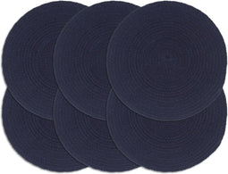 vidaXL - Placemats - 6 - st - rond - 38 - cm - katoen - effen - marineblauw