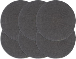 vidaXL - Placemats - 6 - st - rond - 38 - cm - katoen - effen - donkergrijs