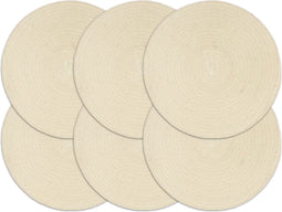 vidaXL - Placemats - 6 - st - rond - 38 - cm - katoen - natuurlijk