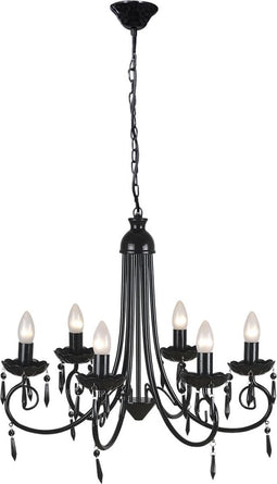 vidaXL - Plafondlamp - kroonluchter - 6 - lampjes - zwart