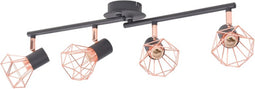 vidaXL Plafondlamp met 4 spotlights E14 zwart en koper