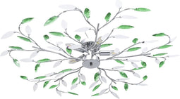 vidaXL Plafondlamp met acryl kristallen bladarmen voor 5xE14 groen