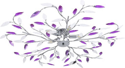 vidaXL Plafondlamp met acryl kristallen bladarmen voor 5xE14 paars