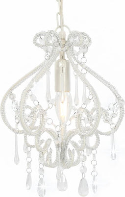 vidaXL Plafondlamp met kralen rond E14 wit
