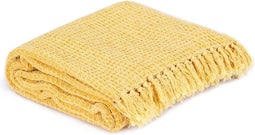 vidaXL - Plaid - 160x210 - cm - katoen - mosterdgeel