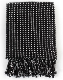 vidaXL - Plaid - vierkanten - 220x250 - cm - katoen - zwart