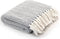 vidaXL - Plaid - visgraat - 160x210 - cm - katoen - grijs