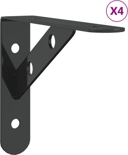 vidaXL - Plankdragers - 4 - st - 15x2,5x11,5 - cm - roestvrijstaal - zwart