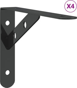 vidaXL - Plankdragers - 4 - st - 20x2,5x14 - cm - roestvrijstaal - zwart