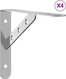 vidaXL - Plankdragers - 4 - st - 23,5x2,5x15,5 - cm - roestvrijstaal - zilverkleurig
